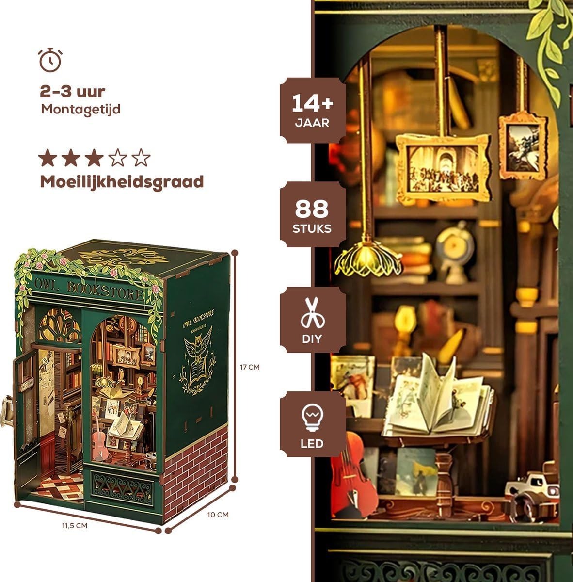 CuteBee: Book Journey - Owl Bookstore DIY Miniature House Model Kit CuteBee