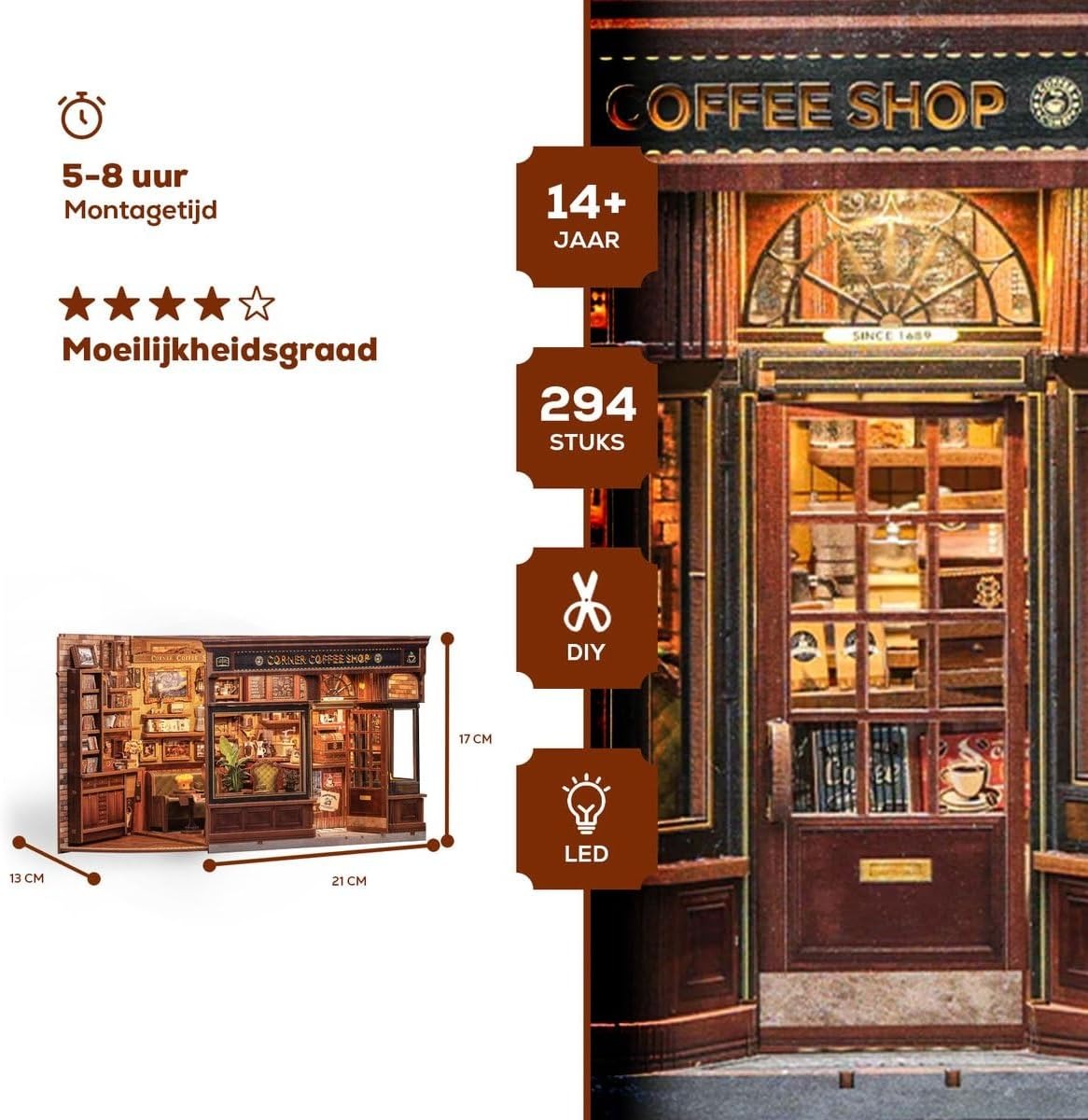 CuteBee: City Walk - Corner Coffee Shop DIY Miniature House Model Kit CuteBee