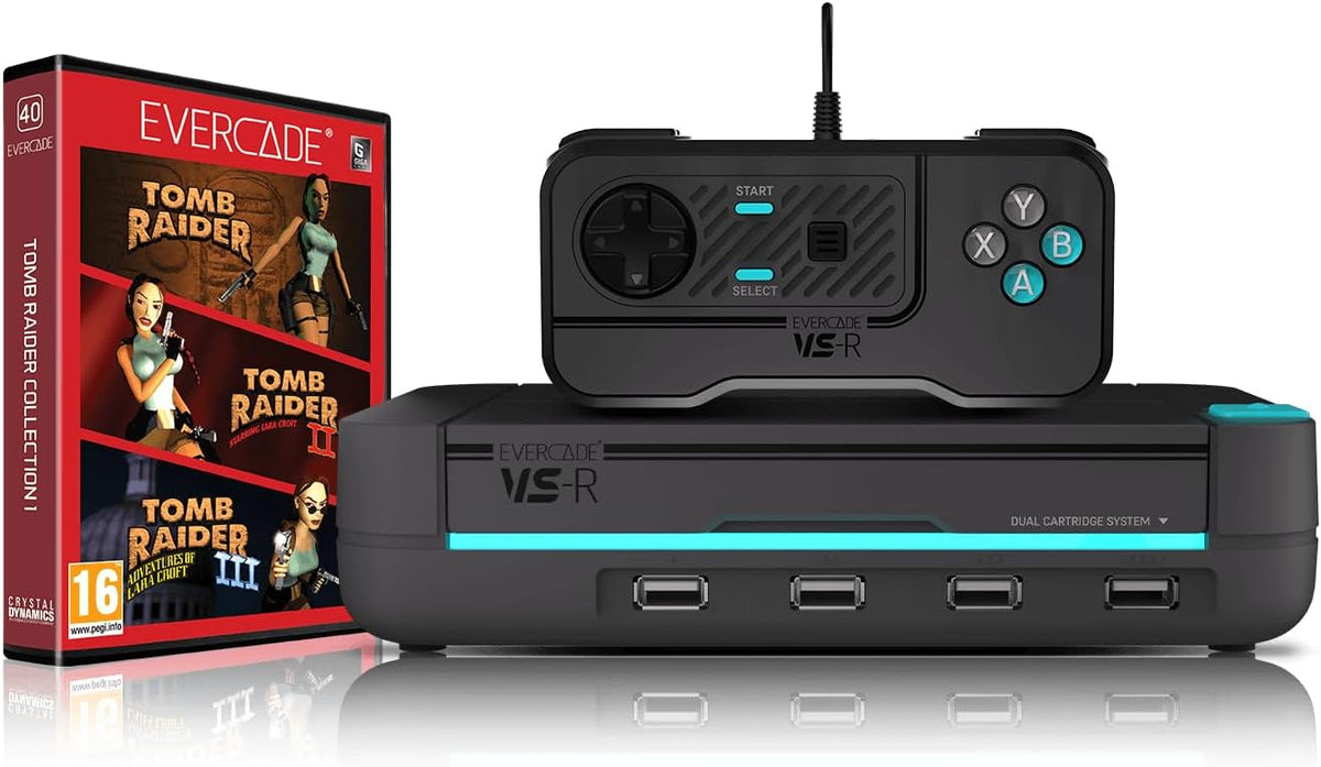 Everado VS-R Retro Gaming Console with - Includes 1 Controller and Tomb Raider 1, 2, and 3 [Electronic] Retro Gaming Evercade