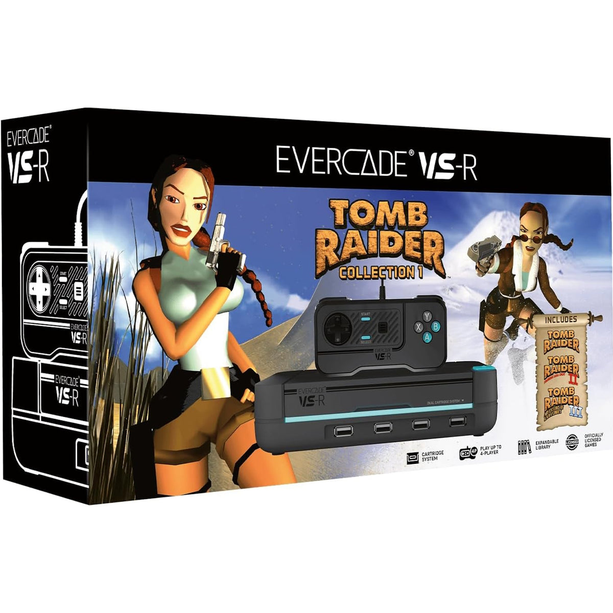 Everado VS-R Retro Gaming Console with - Includes 1 Controller and Tomb Raider 1, 2, and 3 [Electronic] Retro Gaming Evercade