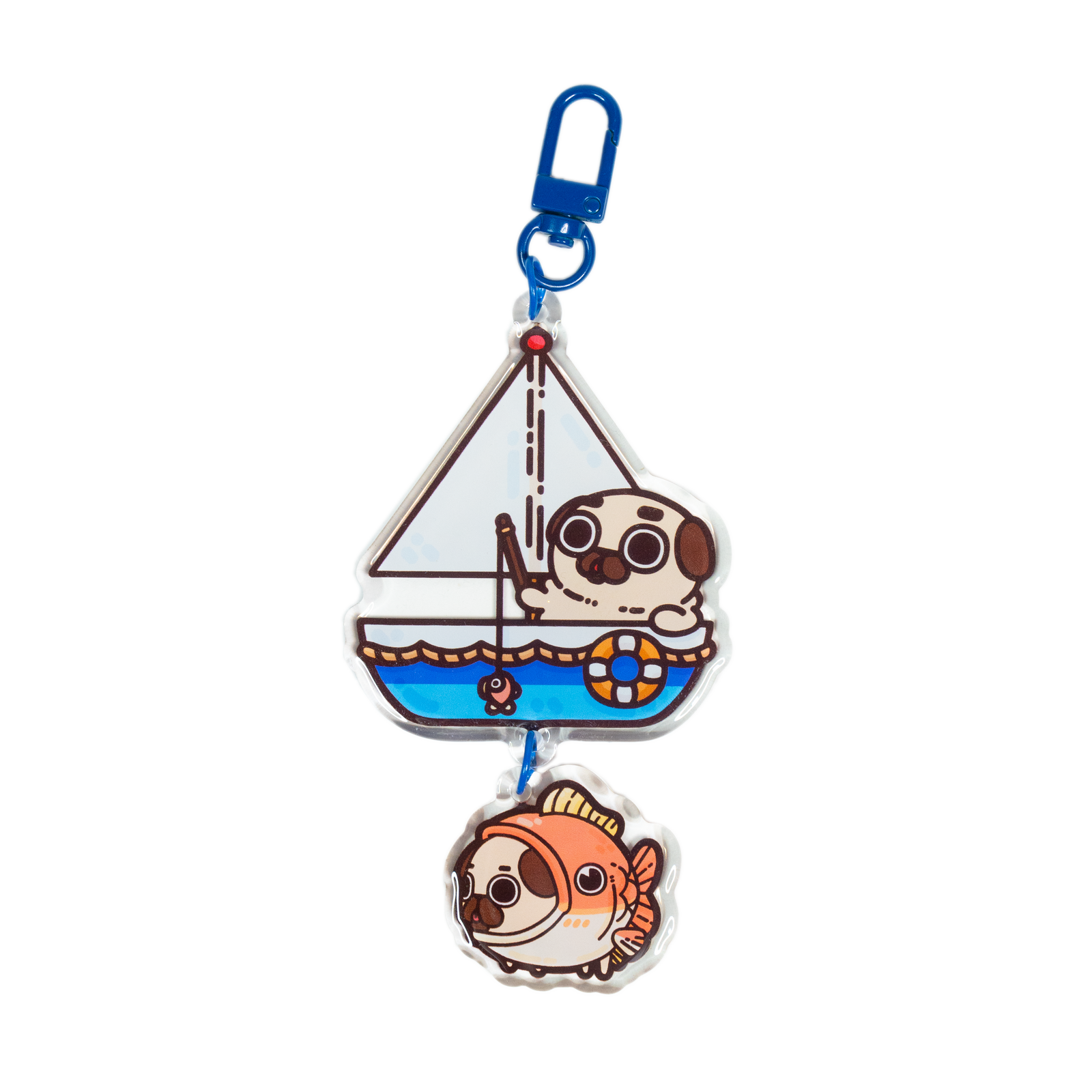 Puglie: Gone Fishing Puglie Acrylic Keychain Accessory Puglie