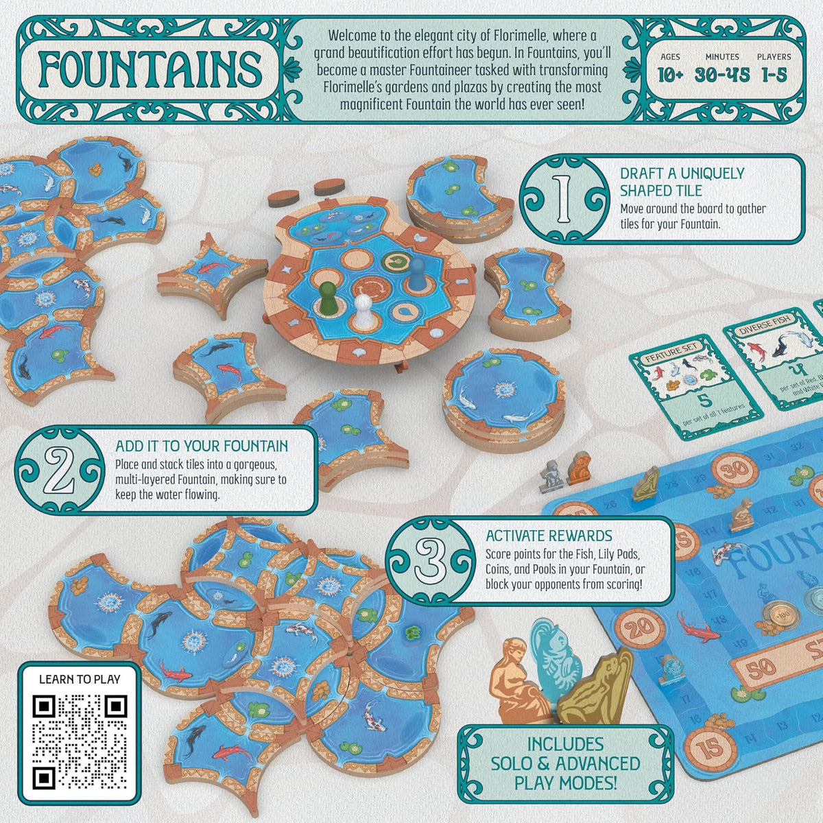 Fountains [Board Game, 2-4 Players] Board Game OPGames