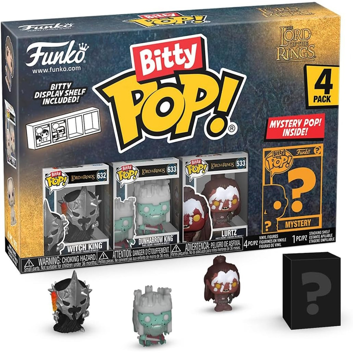 Funko Bitty Pop!: Lord of the Rings Witch King Dunharrow King Lurtz And Mystery PopMini Vinyl Figure Set - 4 Pack Toys & Games Funko