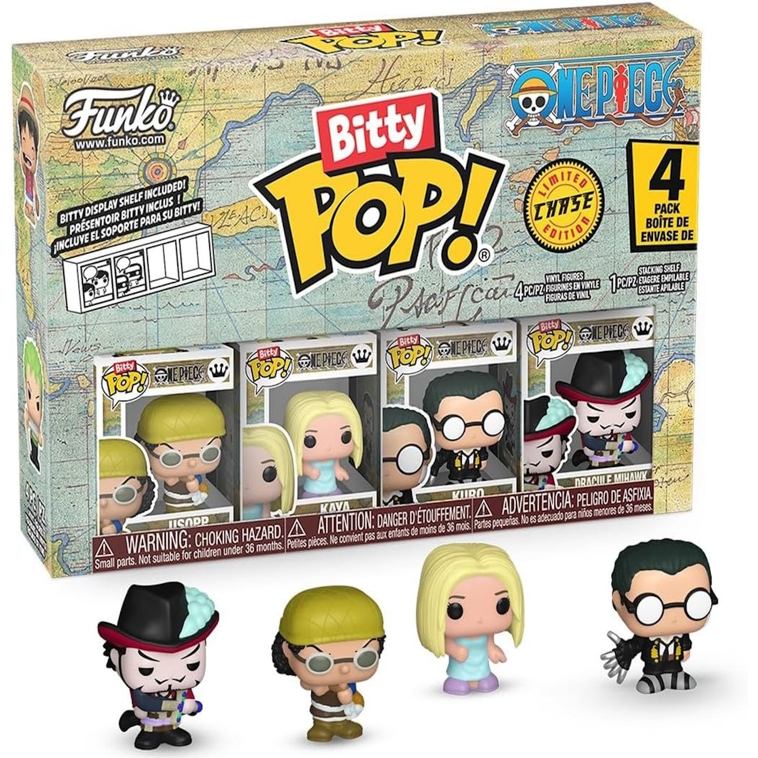 Funko Bitty Pop!: One Piece - Usopp, Kaya, Kuro, & Random Chase Toys & Games Funko