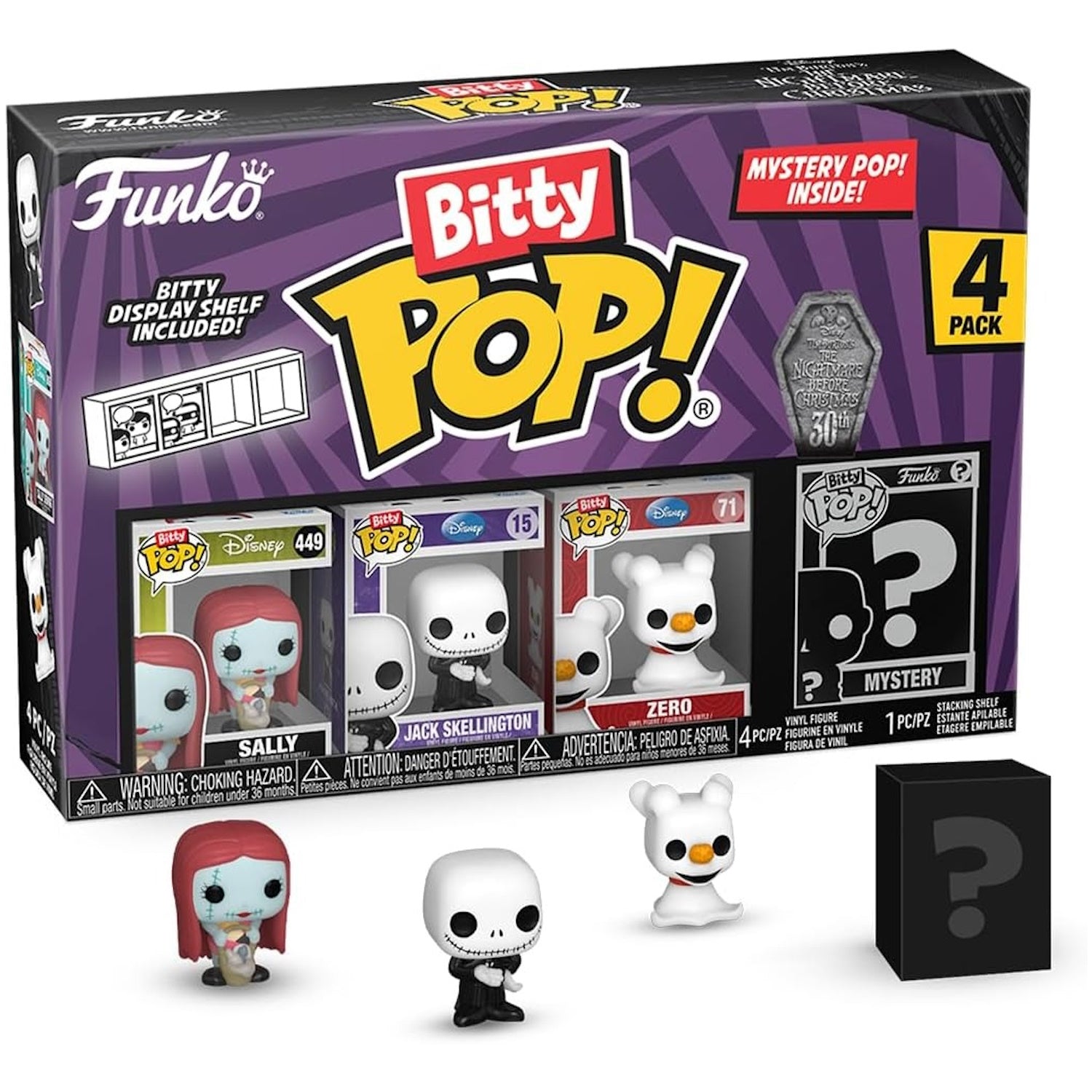 Funko Bitty Pop!: The Nightmare Before Christmas - Sally/Jack/Zero/Mystery 4 Pack Bitty Vinyl Figures Toys & Games Funko