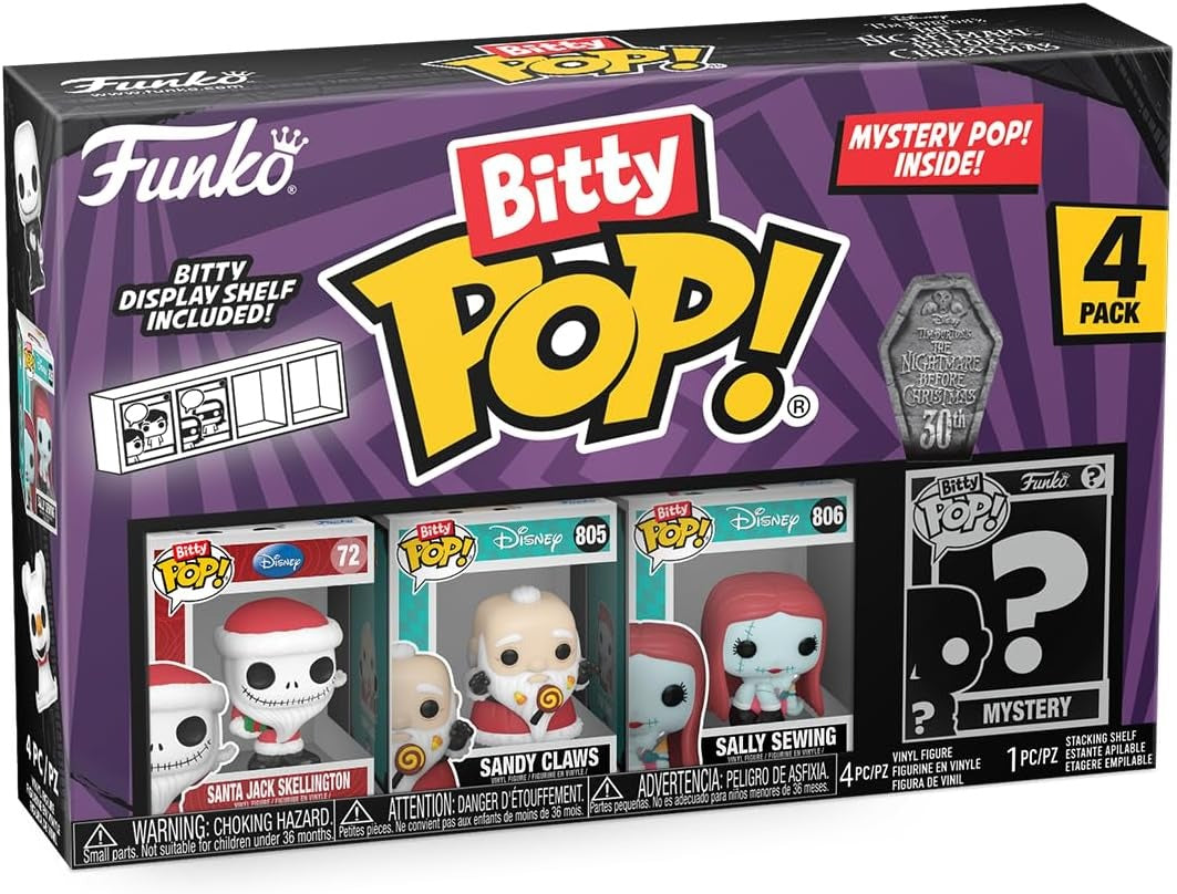 Funko Bitty Pop!: The Nightmare Before Christmas 4 Pack Bitty Vinyl Figures - Santa Jack/Sandy Claws/Sally Sewing/Random Toys & Games Funko