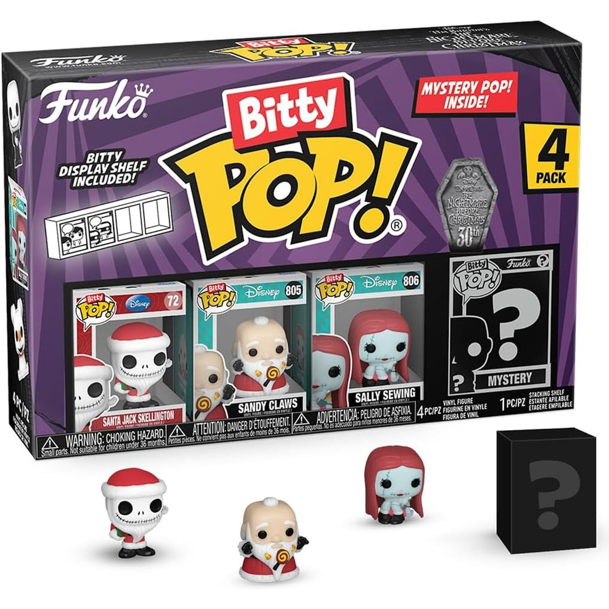 Funko Bitty Pop!: The Nightmare Before Christmas 4 Pack Bitty Vinyl Figures - Santa Jack/Sandy Claws/Sally Sewing/Random Toys & Games Funko