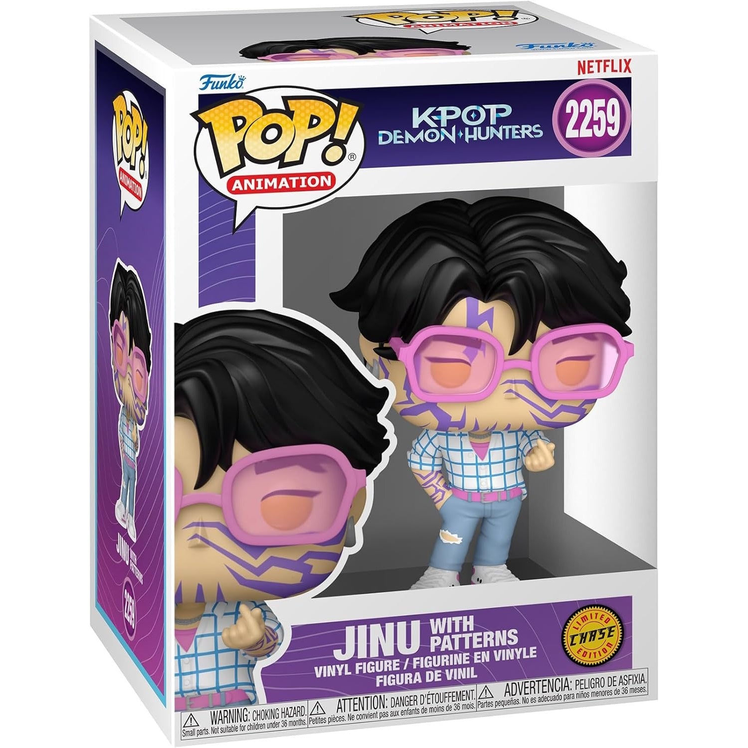 Funko Pop! Animation: Kpop Demon Hunters - Jinu with Patterns (Soda Pop) Vinyl Figure #2259 - Chase Variant Toys & Games Funko