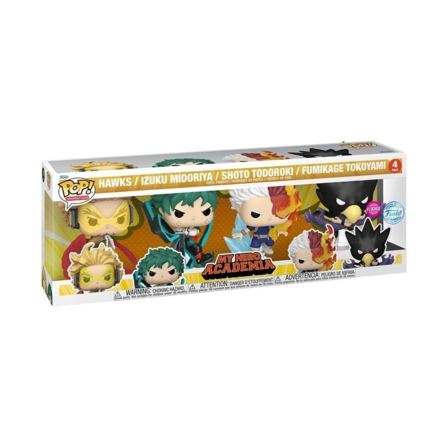 Funko Pop! Animation: My Hero Academia Flocked 4 Pack - Hawks Midoriya Todoroki Tokoyami Toys & Games Funko