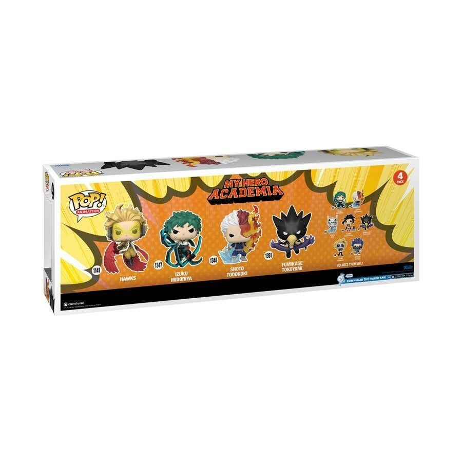 Funko Pop! Animation: My Hero Academia Flocked 4 Pack - Hawks Midoriya Todoroki Tokoyami Toys & Games Funko