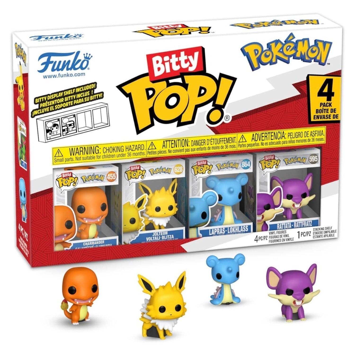 Funko Pop! Bitty: Pokemon Shelf [Charmander, Jolteon, Lapras, Rattata] Toys & Games Funko