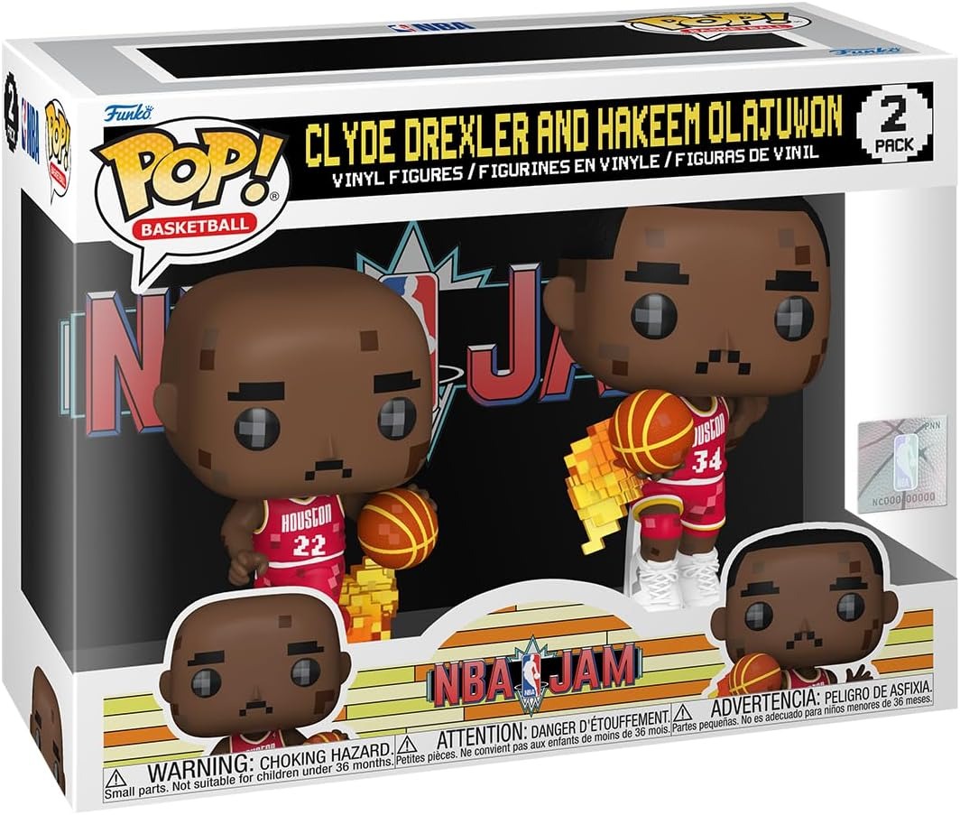 Funko Pop! NBA Jam: Rockets - Clyde Drexler and Hakeem Olajuwon 2 Pack Vinyl Figure Toys & Games Funko