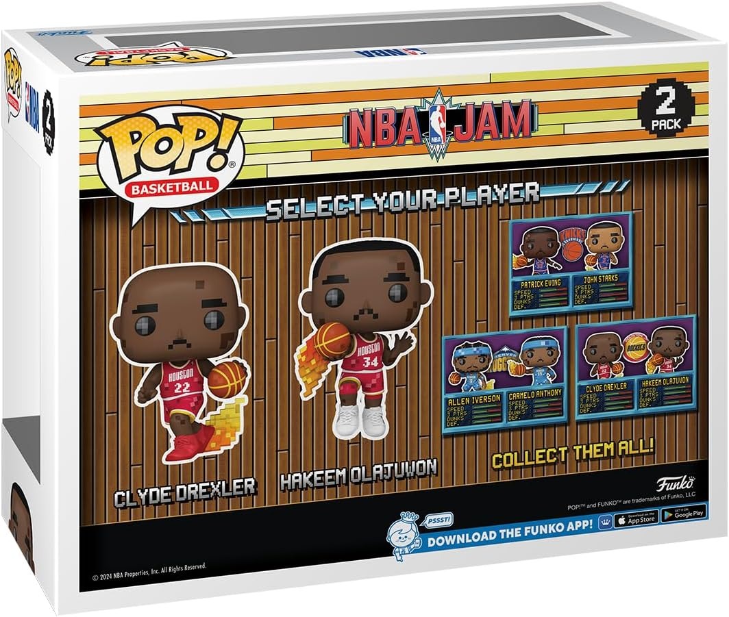 Funko Pop! NBA Jam: Rockets - Clyde Drexler and Hakeem Olajuwon 2 Pack Vinyl Figure Toys & Games Funko