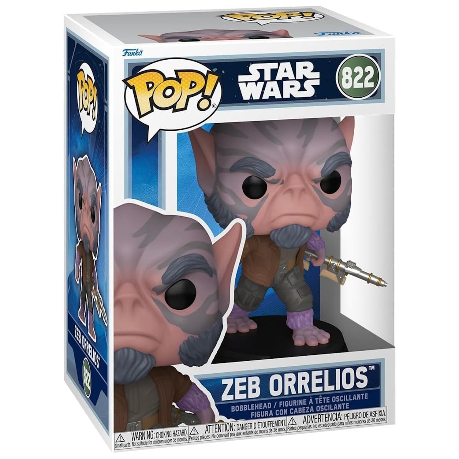 Funko Pop!: Star Wars the Mandalorian & Grogu - Zeb Orrelios with Bo-Rife Bobblehead Vinyl Figure #822 Toys & Games Funko
