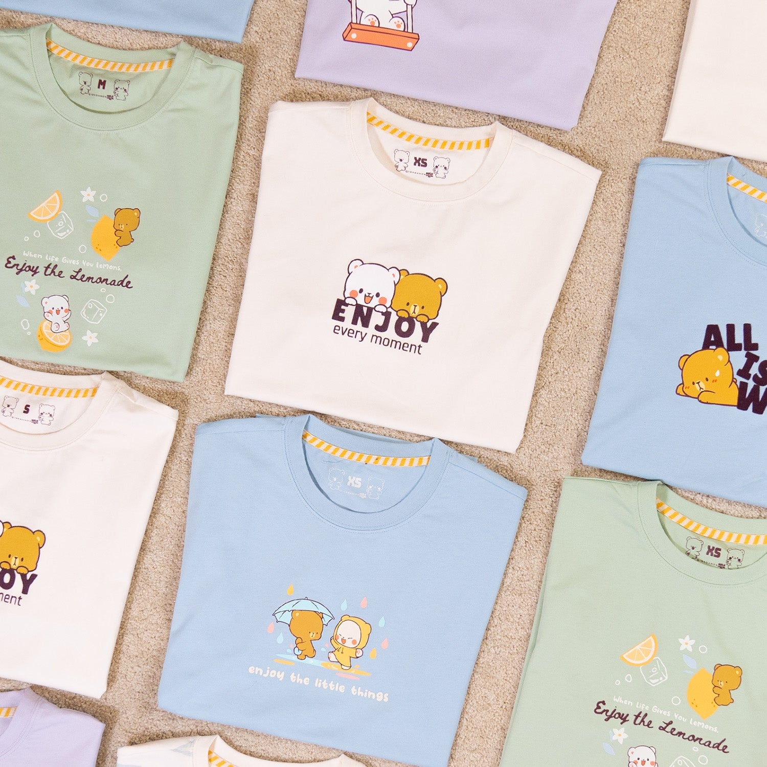 Milk Mocha Bear: Giordano x Milk Mocha Bear: Enjoy Every Moment T-Shirts Milk Mocha Bear
