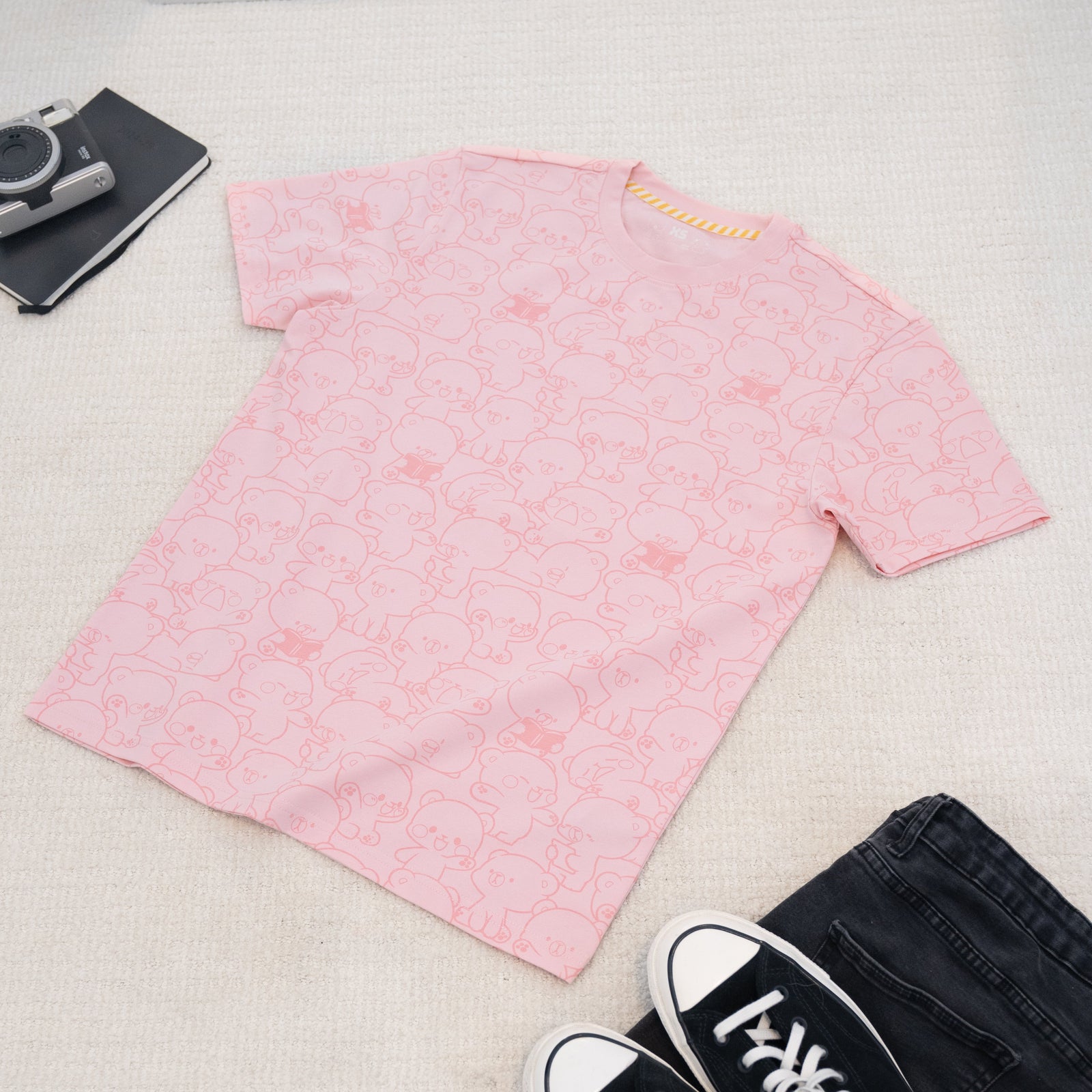 Milk Mocha Bear: Giordano X Milk Mocha Bear: Daily Life Collage (Pink) T-Shirts Milk Mocha Bear