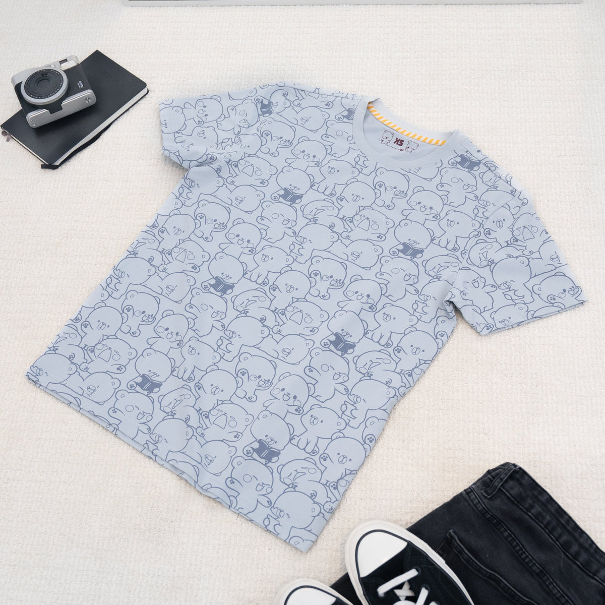 Milk Mocha Bear: Giordano X Milk Mocha Bear: Daily Life Collage (Blue) T-Shirts Milk Mocha Bear