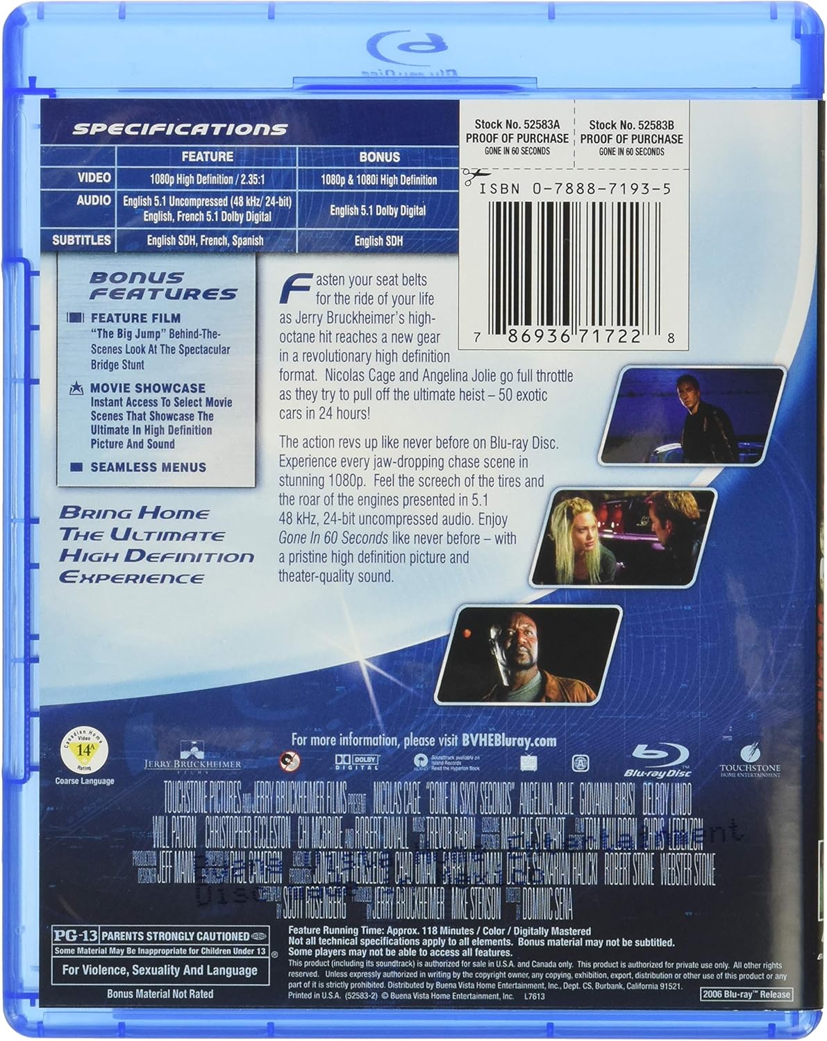 Gone in 60 Seconds [Blu-Ray] Blu-Ray Movie Paramount Pictures   