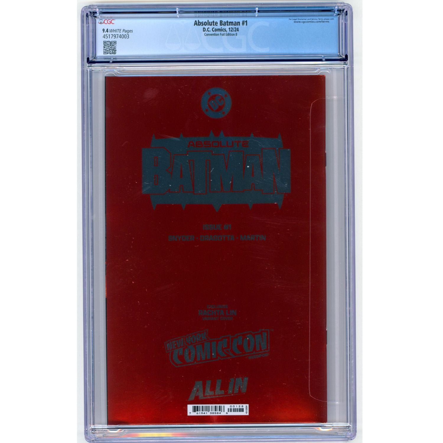 Absolute Batman: #1 [Rachta Lin CGC 9.4 NYCC Foil Edition CVR B] 2024 Comics DC Comics
