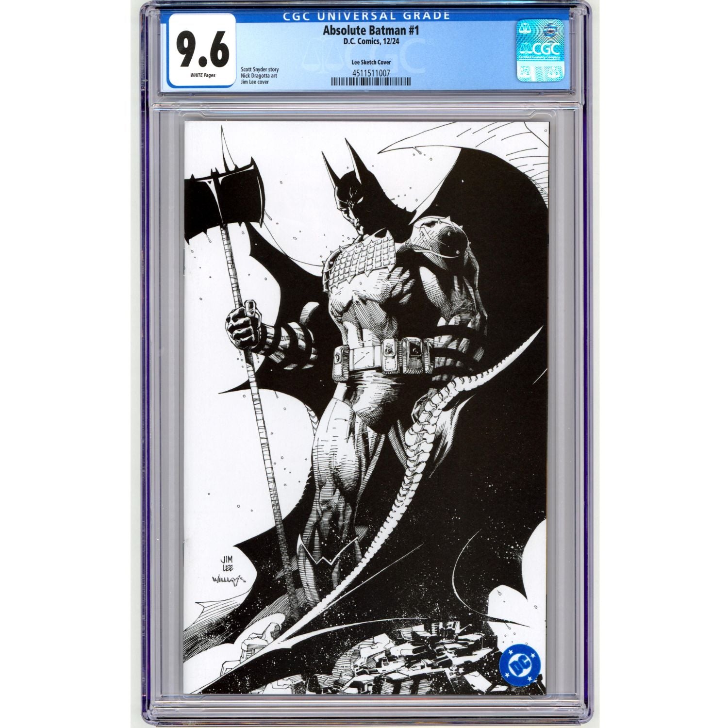 Absolute Batman: #1 Jim Lee Sketch [CGC 9.6 CVR H - 1:100] Comics DC Comics