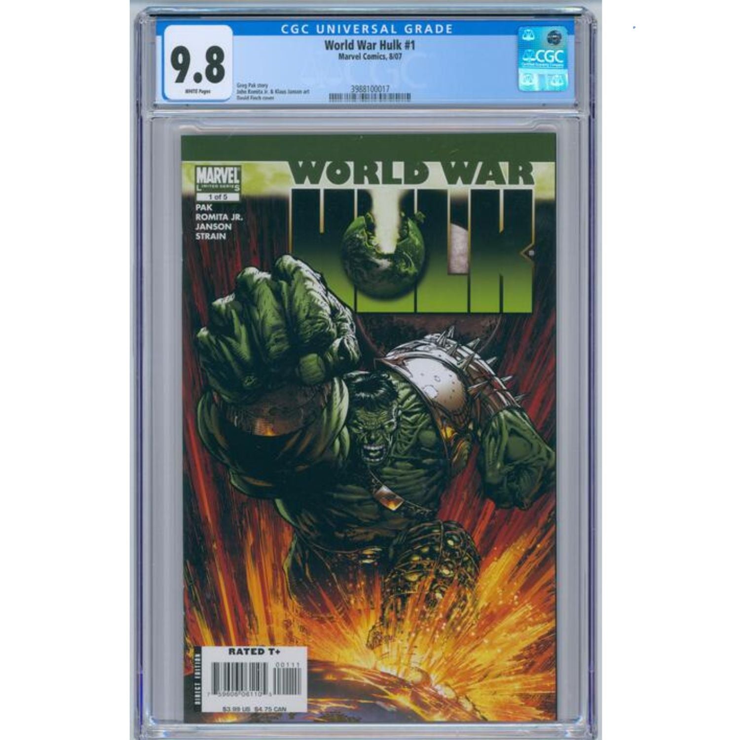World War Hulk: #1 [David Finch CGC 9.8 CVR A] 2007 Comics Marvel Comics