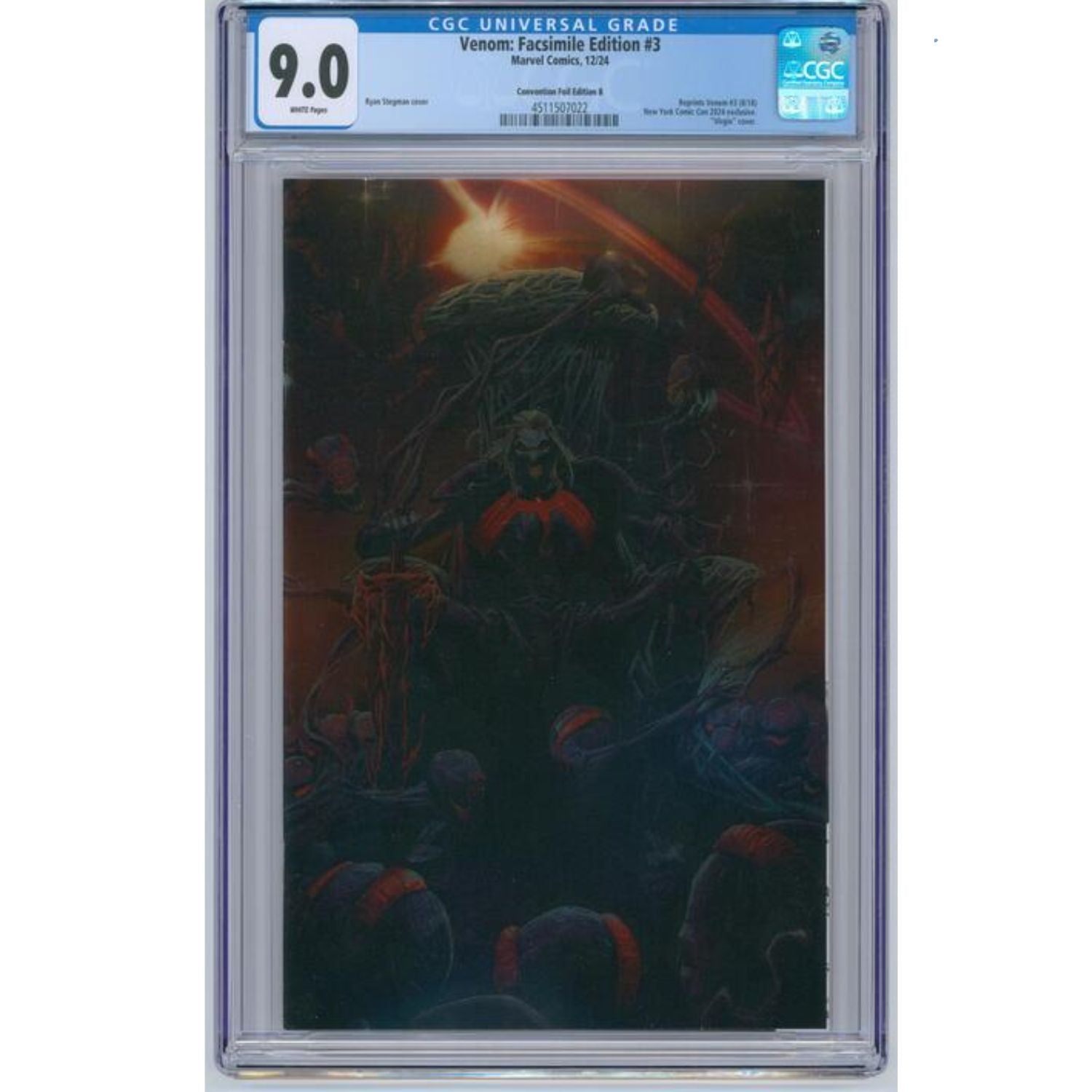 Venom: #3 [Ryan Stegman CGC 9.0 NYCC Foil Facsimile CVR B] 2024 Comics Marvel Comics