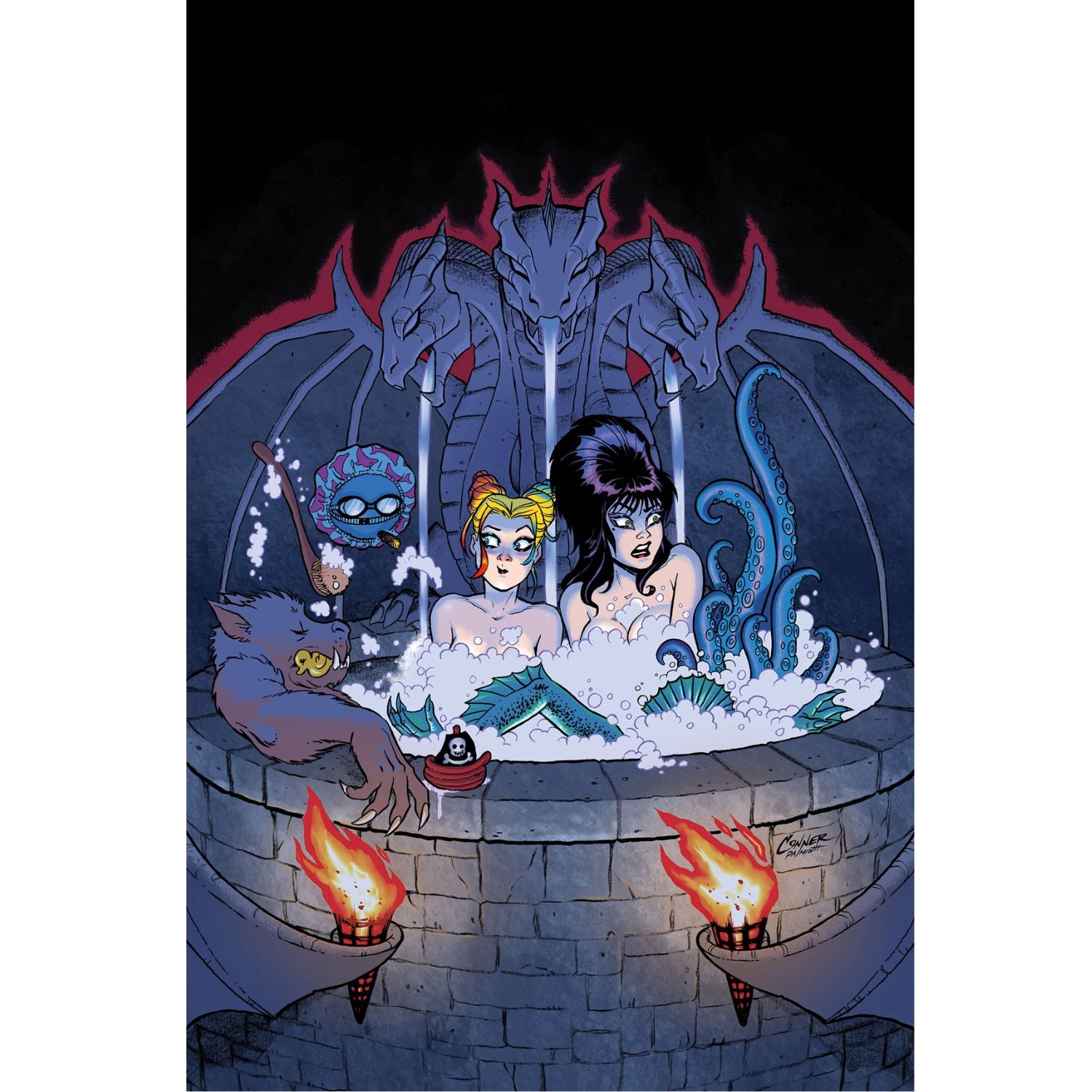Harley Quinn X Elvira: #4 [Amanda Conner Metal CVR F] 2025 Comics Dynamite Entertainment