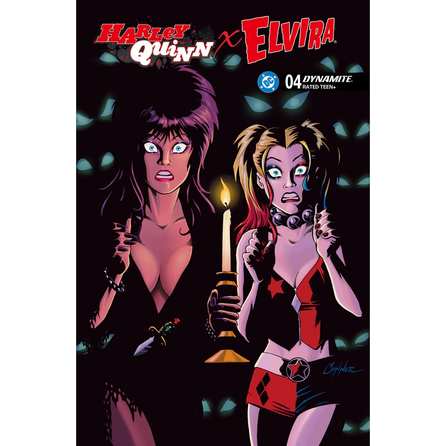 Harley Quinn X Elvira: #4 [Amanda Conner Virgin CVR H - 1:10] 2025 Comics Dynamite Entertainment