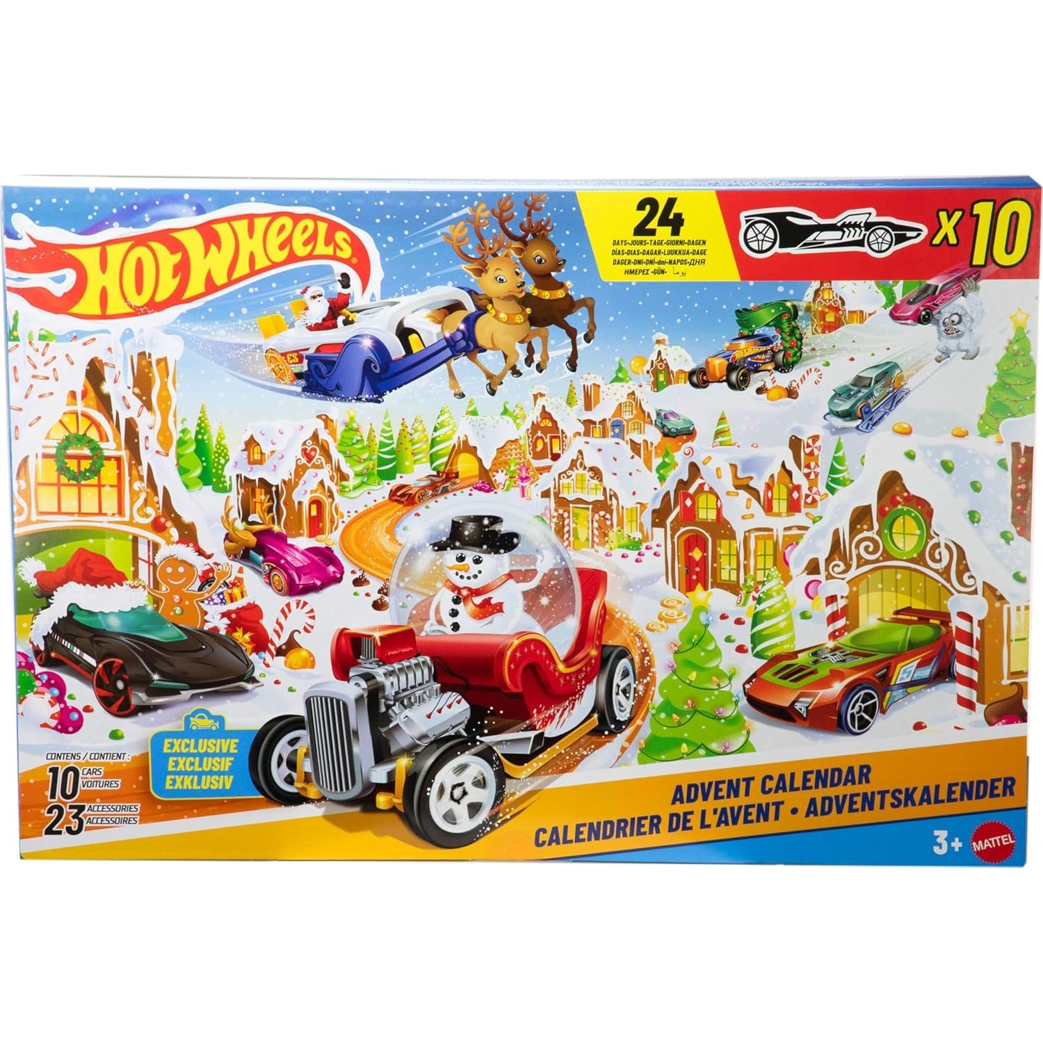 Hot Wheels Toy Cars & Playset, 2025 Advent Calendar with 10 Vehicles in 1:64 Scale Toys & Games Mattel