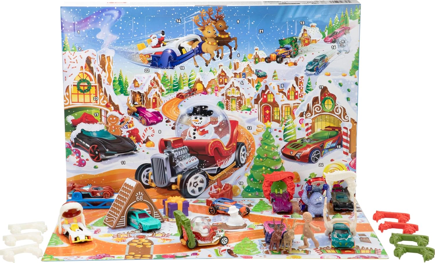 Hot Wheels Toy Cars & Playset, 2025 Advent Calendar with 10 Vehicles in 1:64 Scale Toys & Games Mattel
