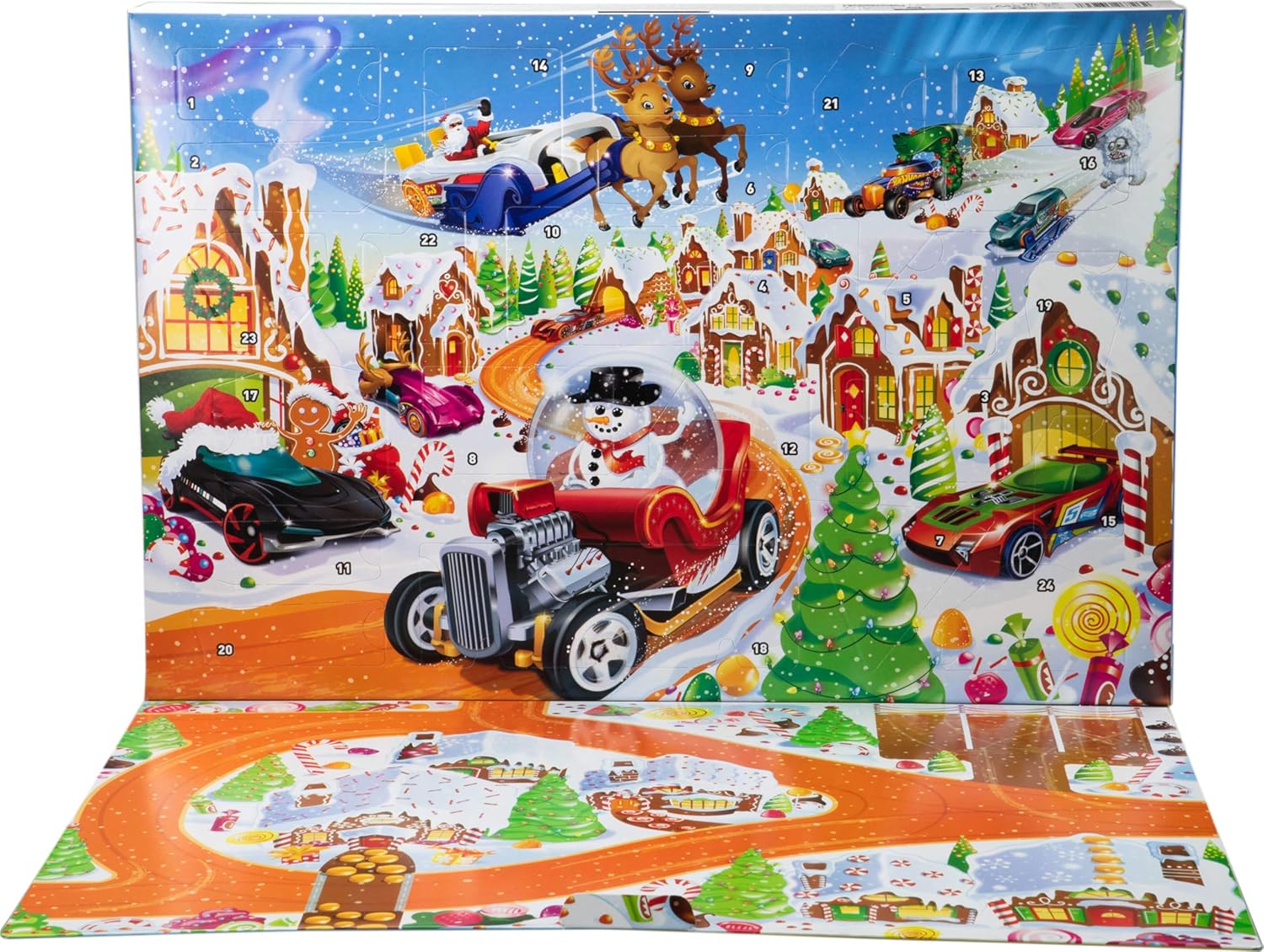 Hot Wheels Toy Cars & Playset, 2025 Advent Calendar with 10 Vehicles in 1:64 Scale Toys & Games Mattel