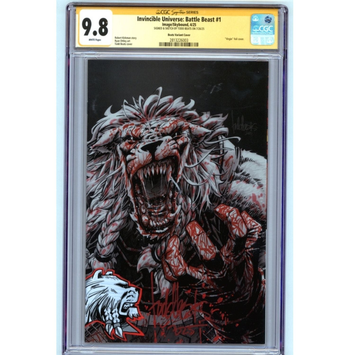 Invincible Universe Battle Beast: #1 [Todd Beats CGC 9.8 Signature Series Bloody Remark CVR] 2025 Comics Image Comics