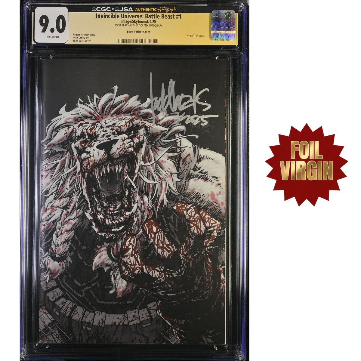 Invincible Universe Battle Beast: #1 [Todd Beats CGC 9.0 Silver Signature Bloody Foil] 2025 Comics Image Comics