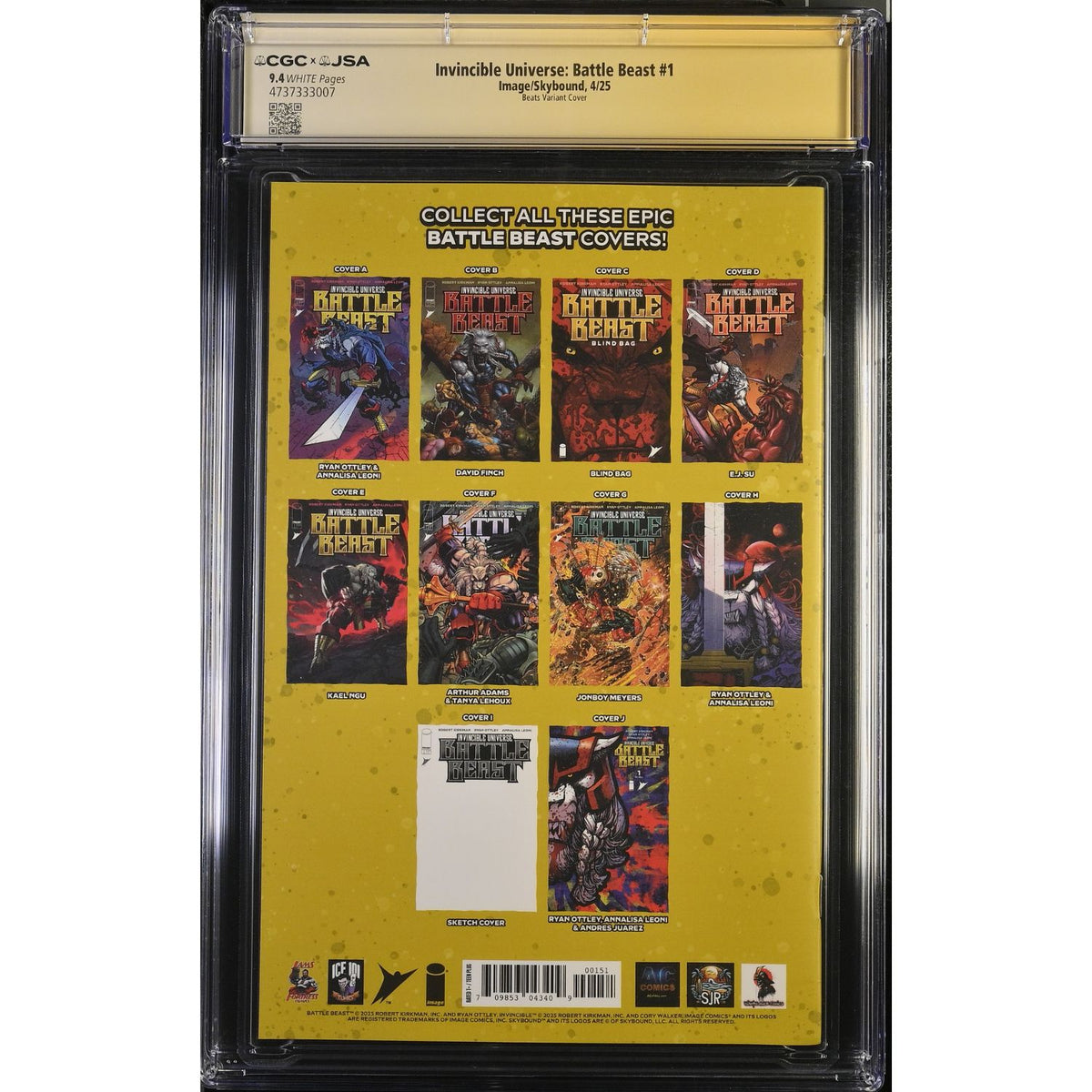 Invincible Universe Battle Beast: #1 [Todd Beats CGC 9.4 Remark Invincible Signature Virgin Foil] 2025