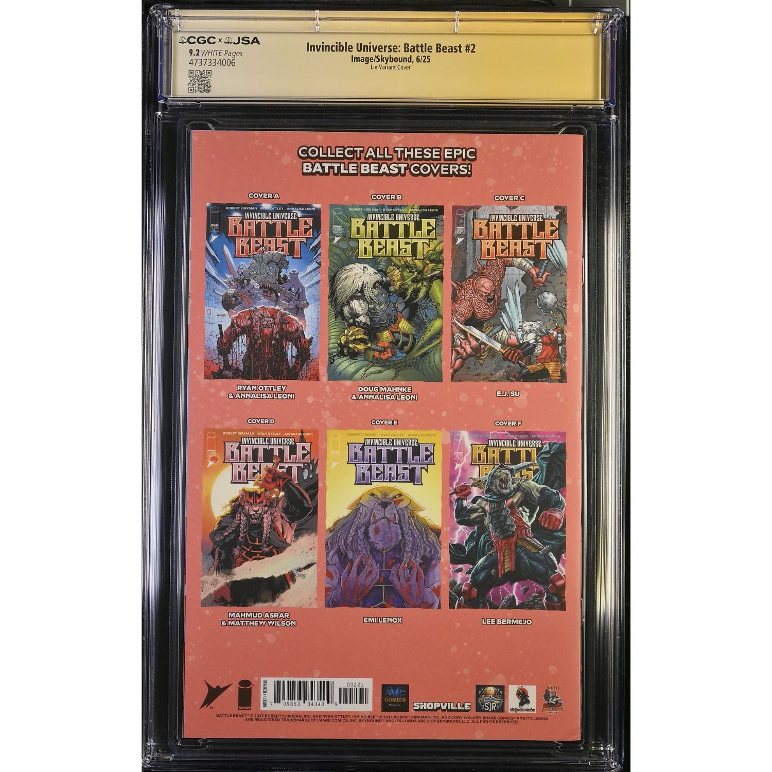 Invincible Universe Battle Beast: #2 [Rachta Lin CGC 9.2 Shopville Exclusive Double Signature] 2025