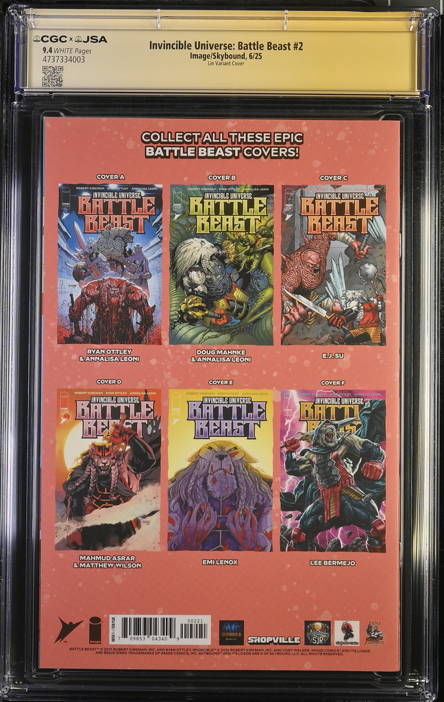 Invincible Universe Battle Beast: #2 [Ottley/Rachta CGC 9.4 Shopville Exclusive Rainbow Double Signature] 2025 Comics Image Comics