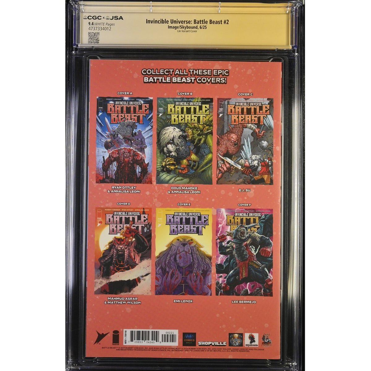 Invincible Universe Battle Beast: #2 [Ratchta Lin CGC 9.4 Shopville Exclusive Gold Shadow Signature] 2025