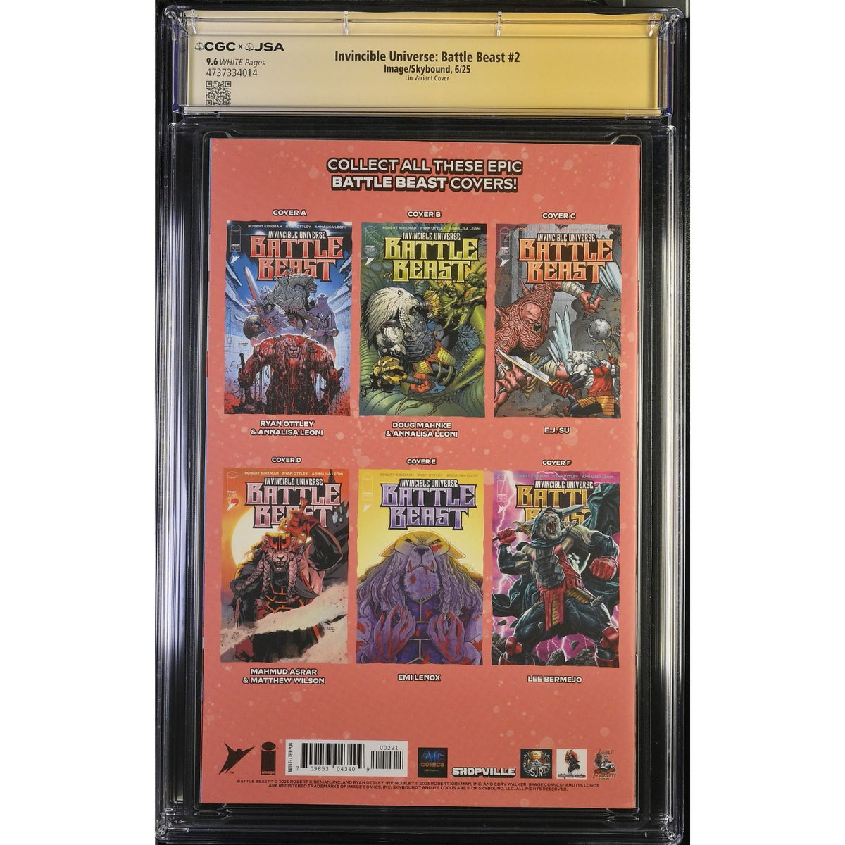 Invincible Universe Battle Beast: #2 [Ratchta Lin CGC 9.6 Shopville Exclusive Gold Shadow Signature] 2025