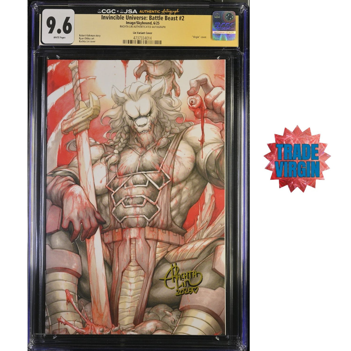 Invincible Universe Battle Beast: #2 [Ratchta Lin CGC 9.6 Shopville Exclusive Gold Shadow Signature] 2025