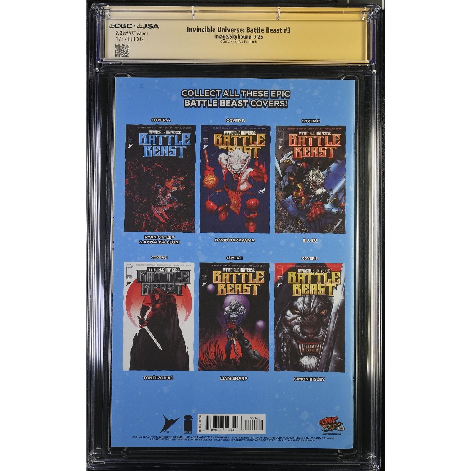 Invincible Universe Battle Beast: #3 [Mark Brooks CGC 9.2 Signed by Ryan Ottley/Mark Brooks] 2025
