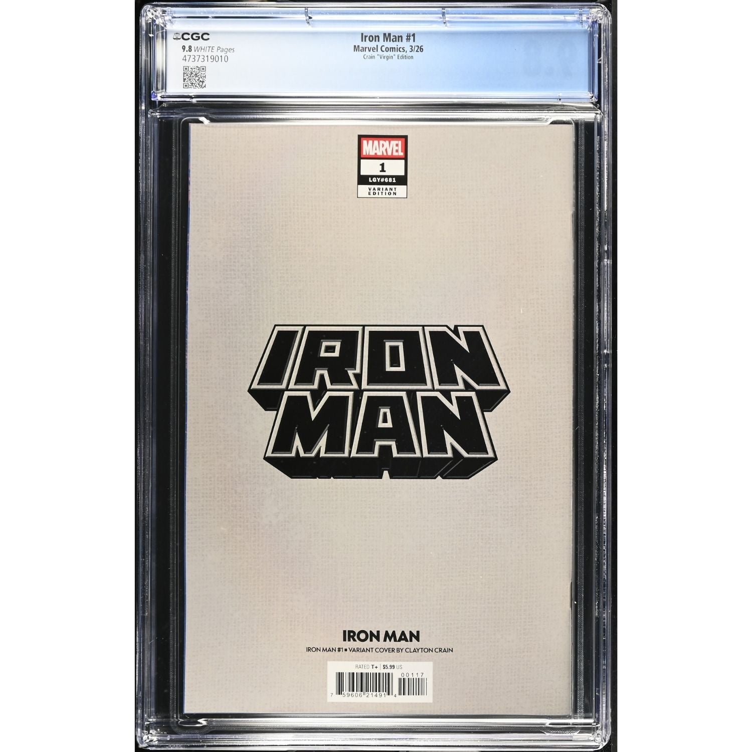 Iron Man: #1 [Clayton Crain CGC 9.8 Virgin - 1:50 CVR] 2026 Comics Marvel Comics