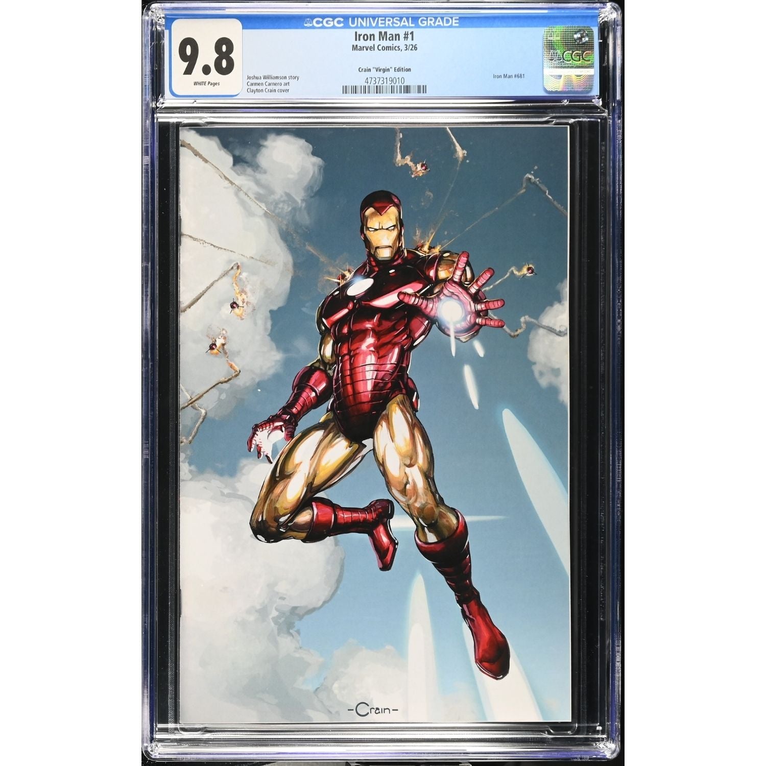 Iron Man: #1 [Clayton Crain CGC 9.8 Virgin - 1:50 CVR] 2026 Comics Marvel Comics