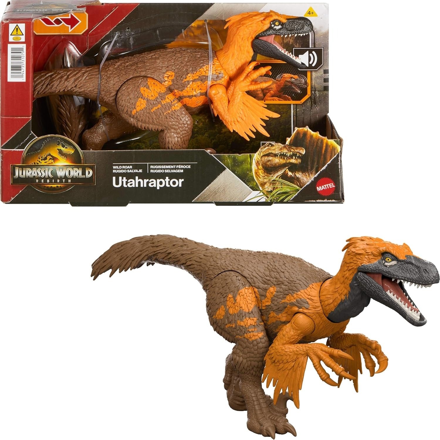 Jurassic World Rebirth: Wild Roar Utahraptor Toys & Games Mattel