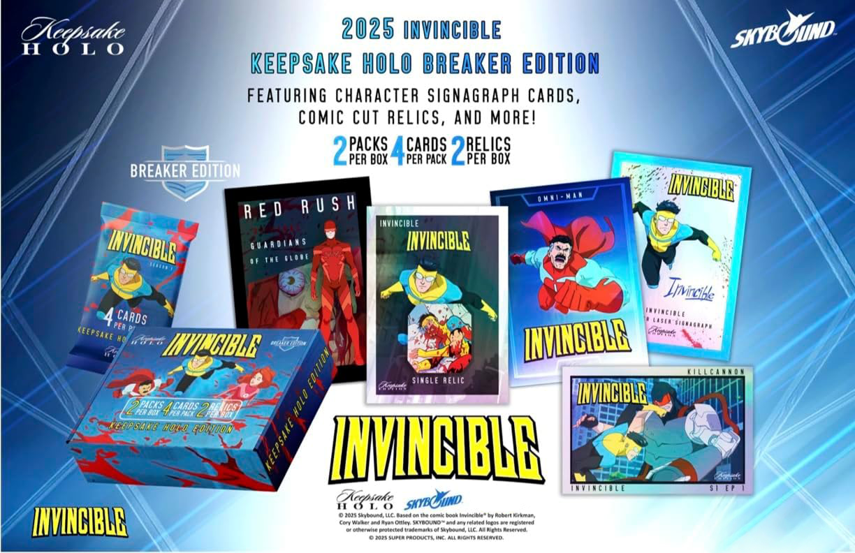 Keepsake: Invincible Season 1 - Holo Breaker Booster Box 2025 - 2 Packs 2 Relics Card Game Keepsake