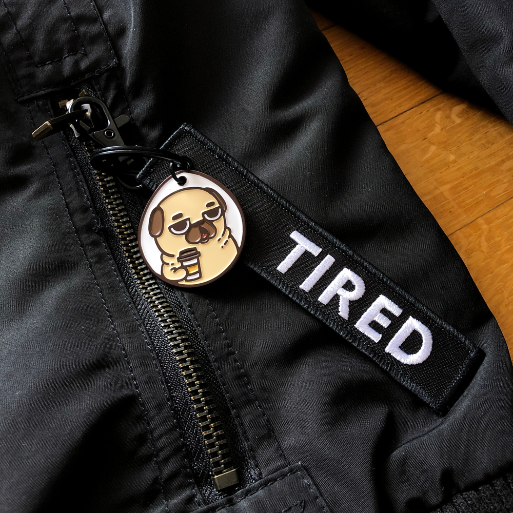 Puglie: Tired Puglie Puglie Keytag Accessory Puglie