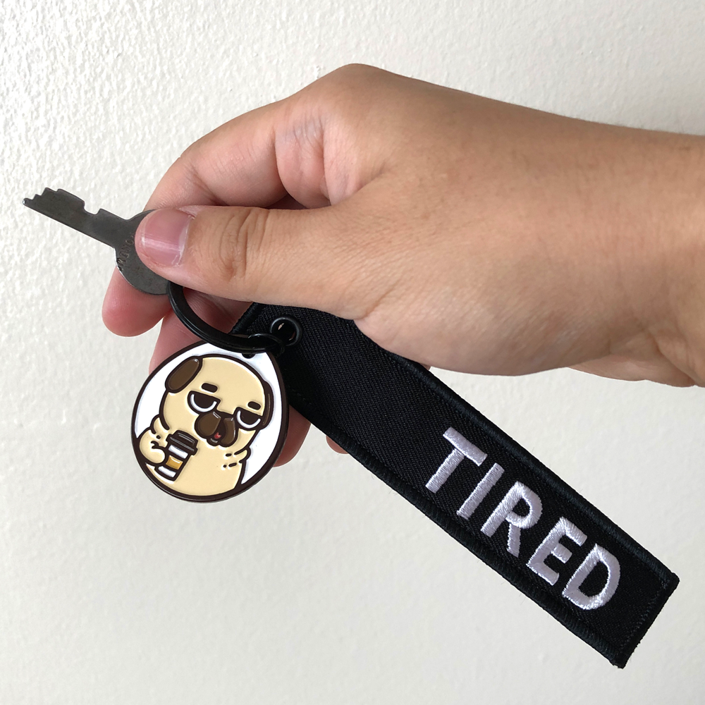Puglie: Tired Puglie Puglie Keytag Accessory Puglie
