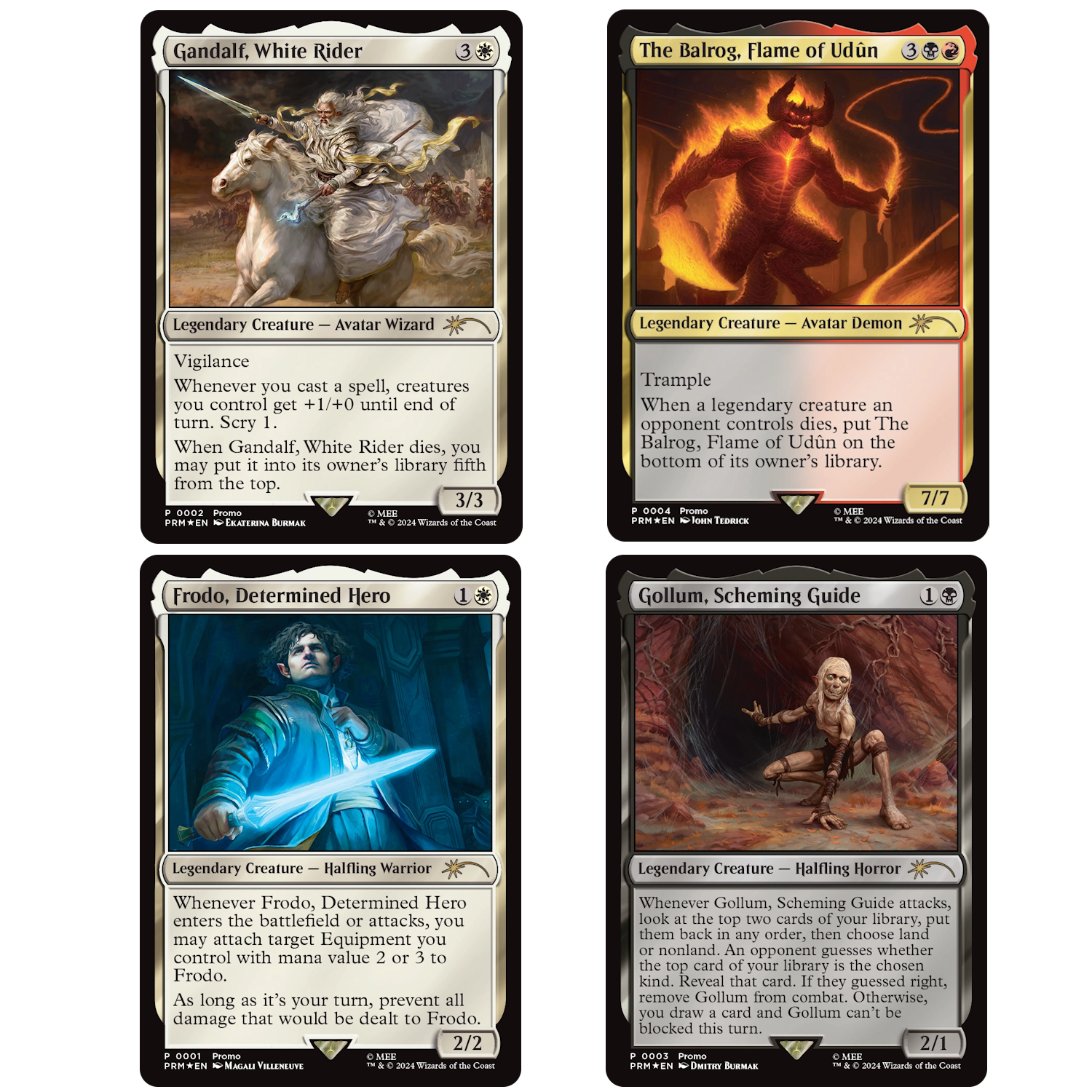 Magic: The Gathering TCG: Tales of Middle Earth Promo Set - Gandalf/Frodo/Balrog/Gollum Card Game Wizards of the Coast