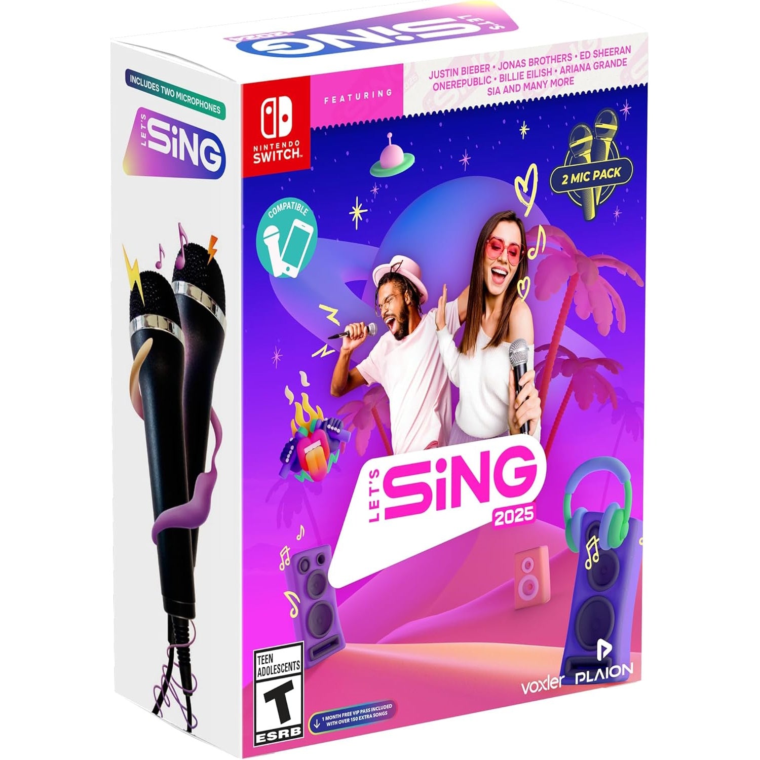 Let's Sing 2025 - 2 Microphone Bundle [Nintendo Switch] Nintendo Switch Video Game Plaion   