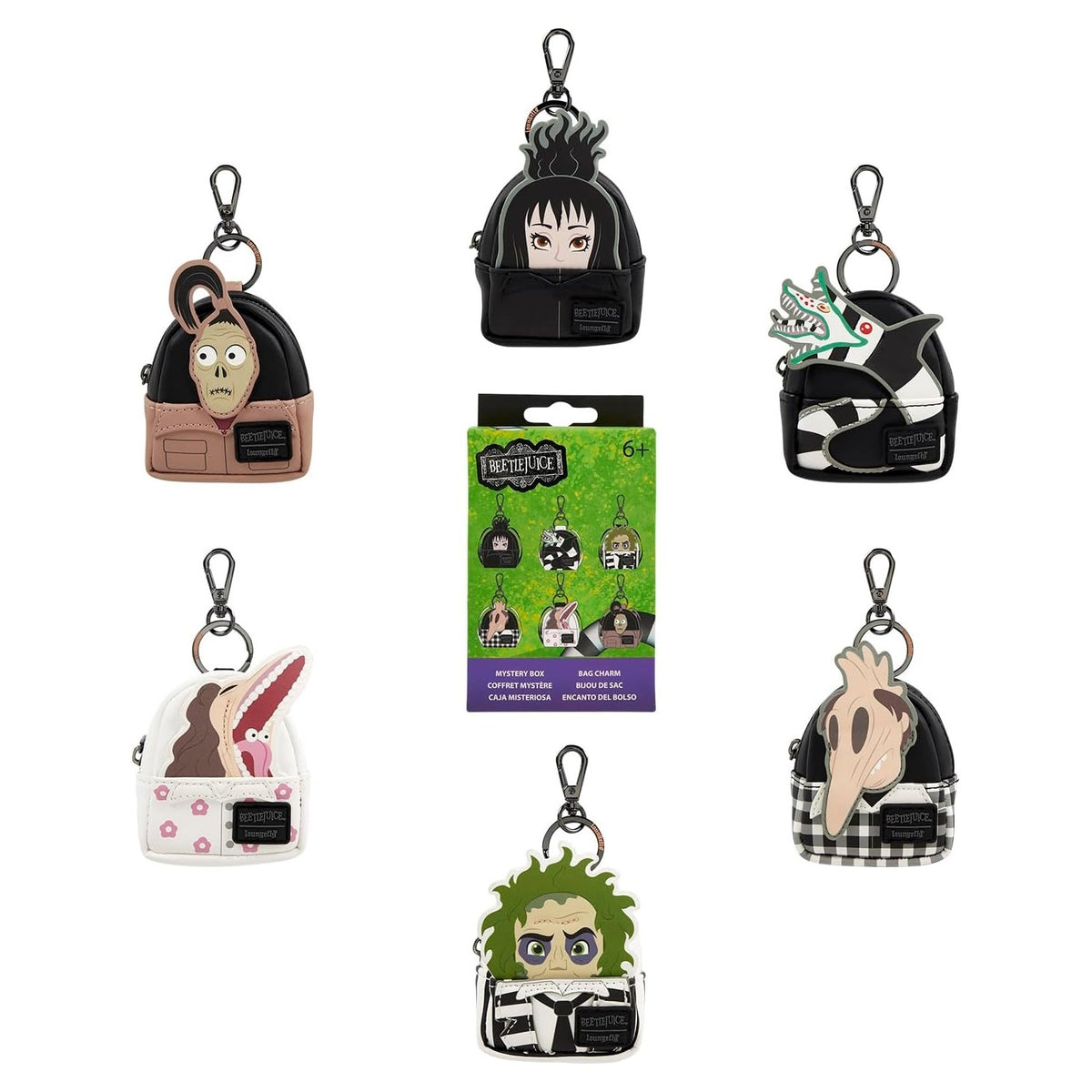 Loungefly: Beetlejuice Mystery Mini Backpack Keychain Charm Blind Box Clothing and Apparel Loungefly