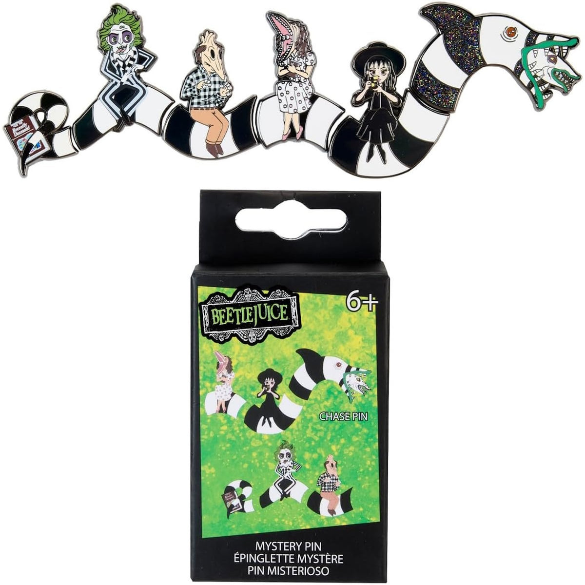 Loungefly: Beetlejuice Sandworm Puzzle Mystery Box Pins Clothing and Apparel Loungefly